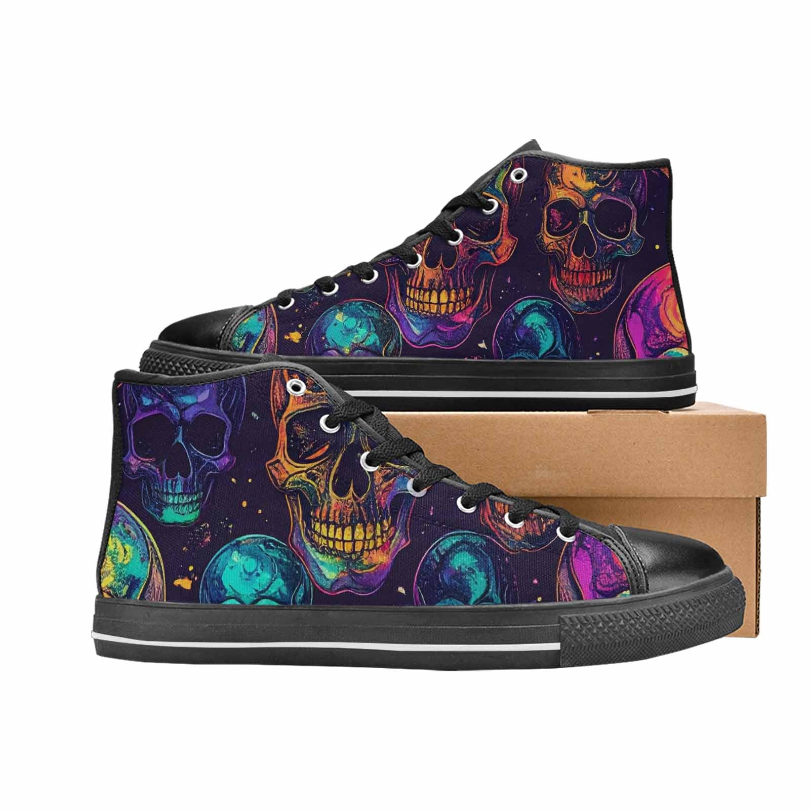 MEN'S Galaxy Skulls High Top Canvas Surreal Custom Sneakers