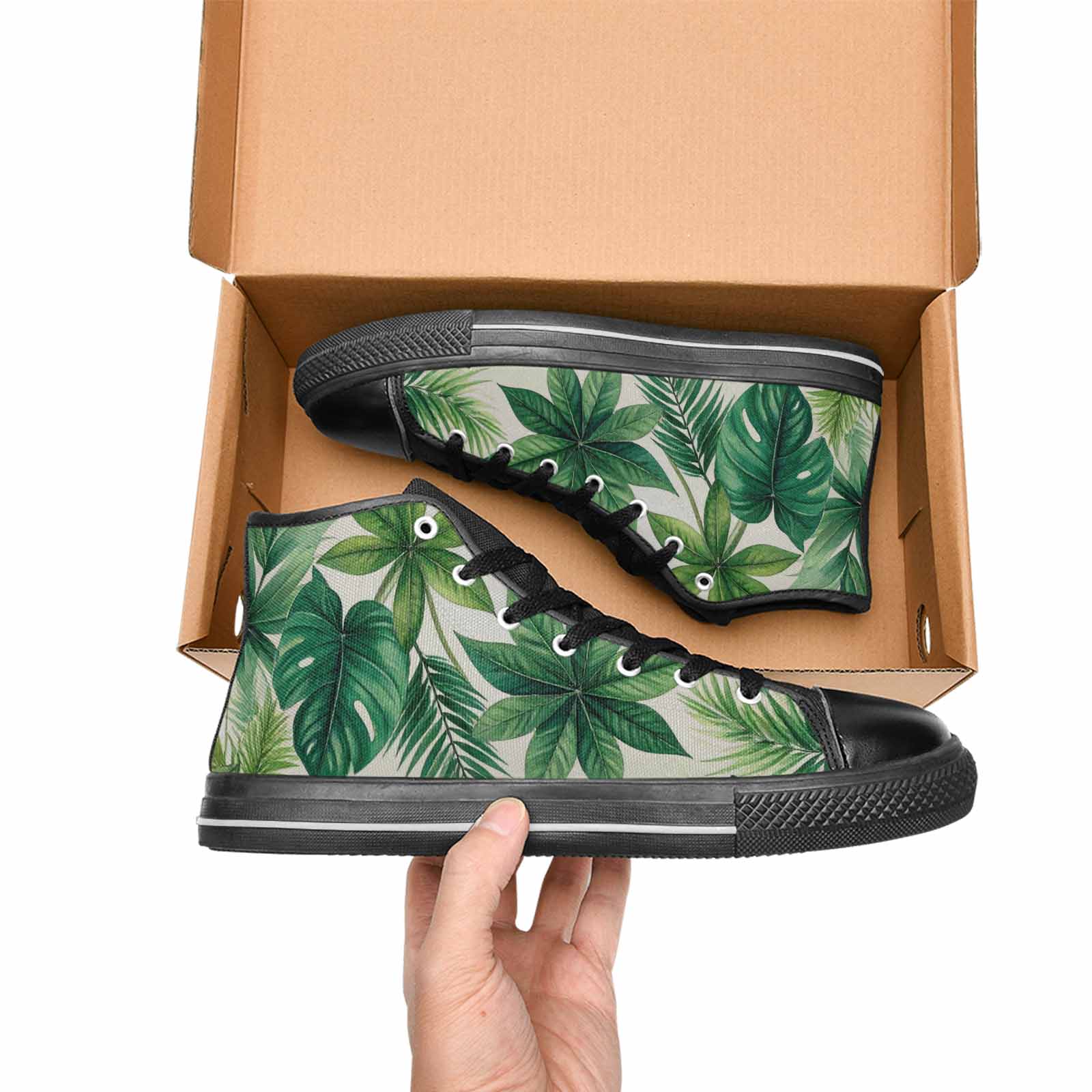 MEN'S Seven-Point Palmate Leaf High Top Canvas Aesthetic Custom Sneakers