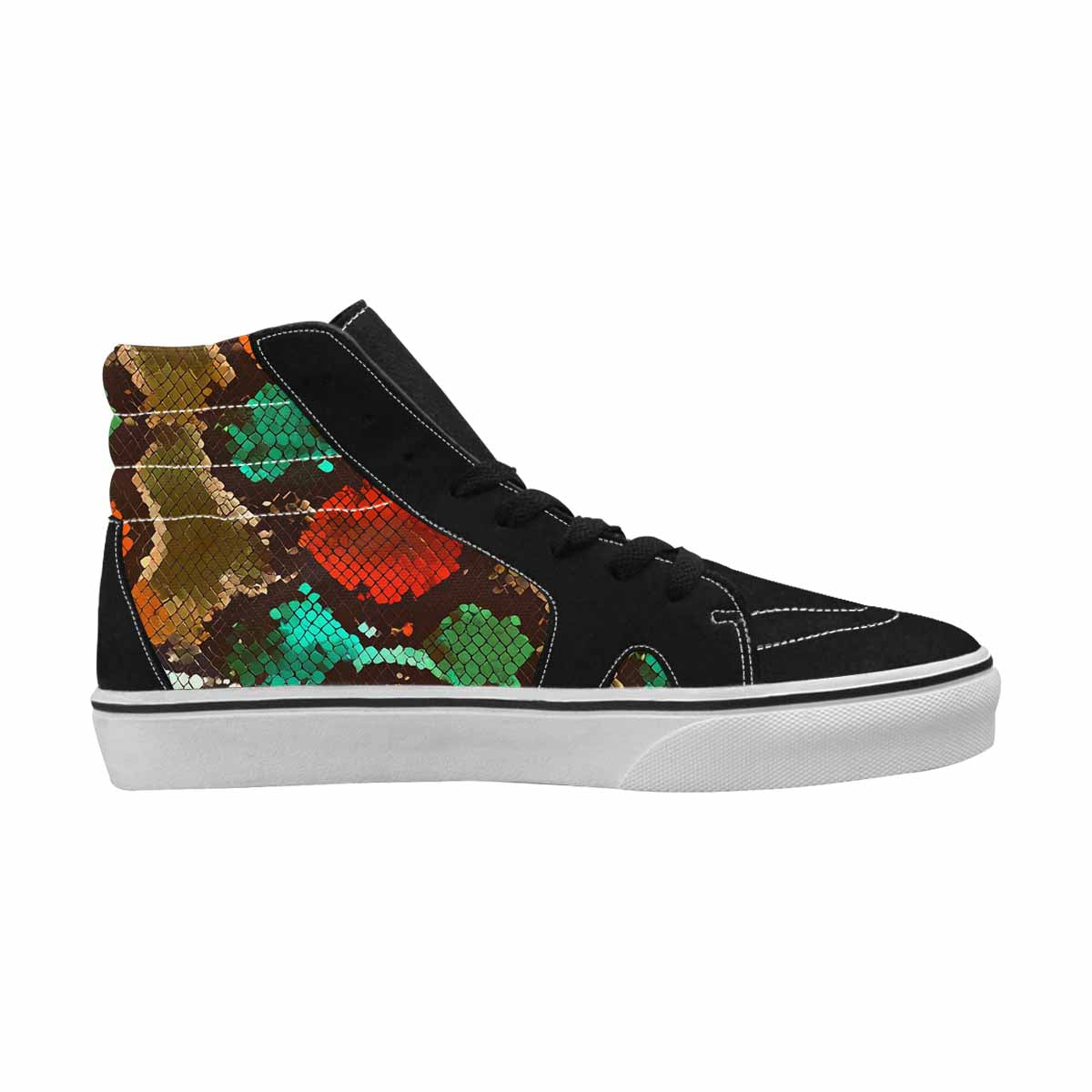 WOMEN'S Dark Snake Print High Top Canvas Wallpaper Art Shoes