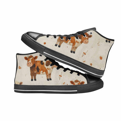 MEN'S Cow Animal Print High Top Canvas Surreal Custom Sneakers