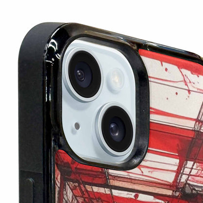 iPhone 15 Case — Liminal Space Fragment Black Red Ink, Custom Art Phone Cover