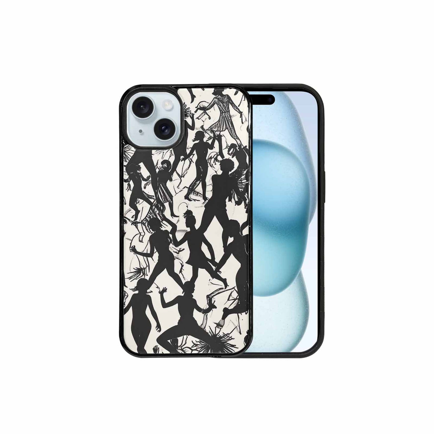 iPhone 15 Plus Case — Bold Dancing Figure Line Art Pattern, Custom Designed Case Cover