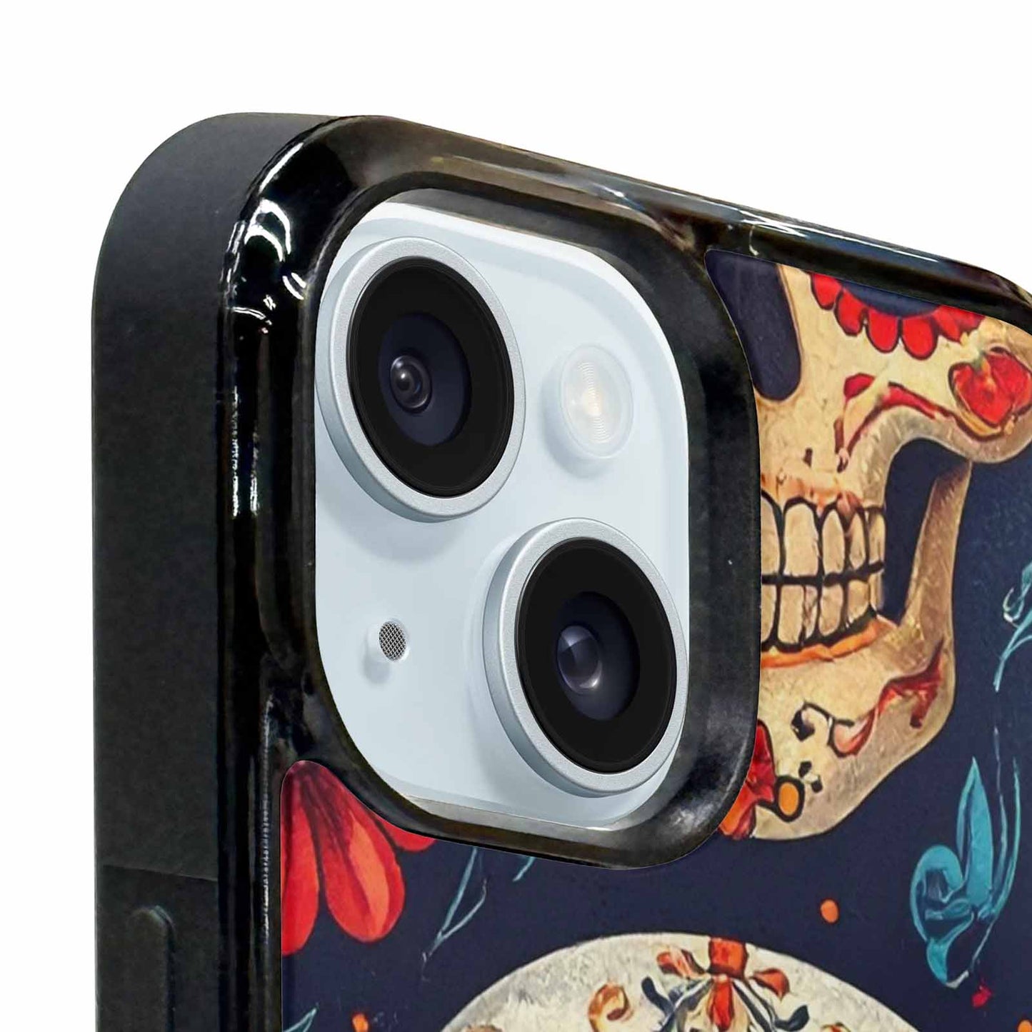 iPhone 15 Plus Case — Day Dead Sugar Skull Art 100s, Custom Printed Phone Case