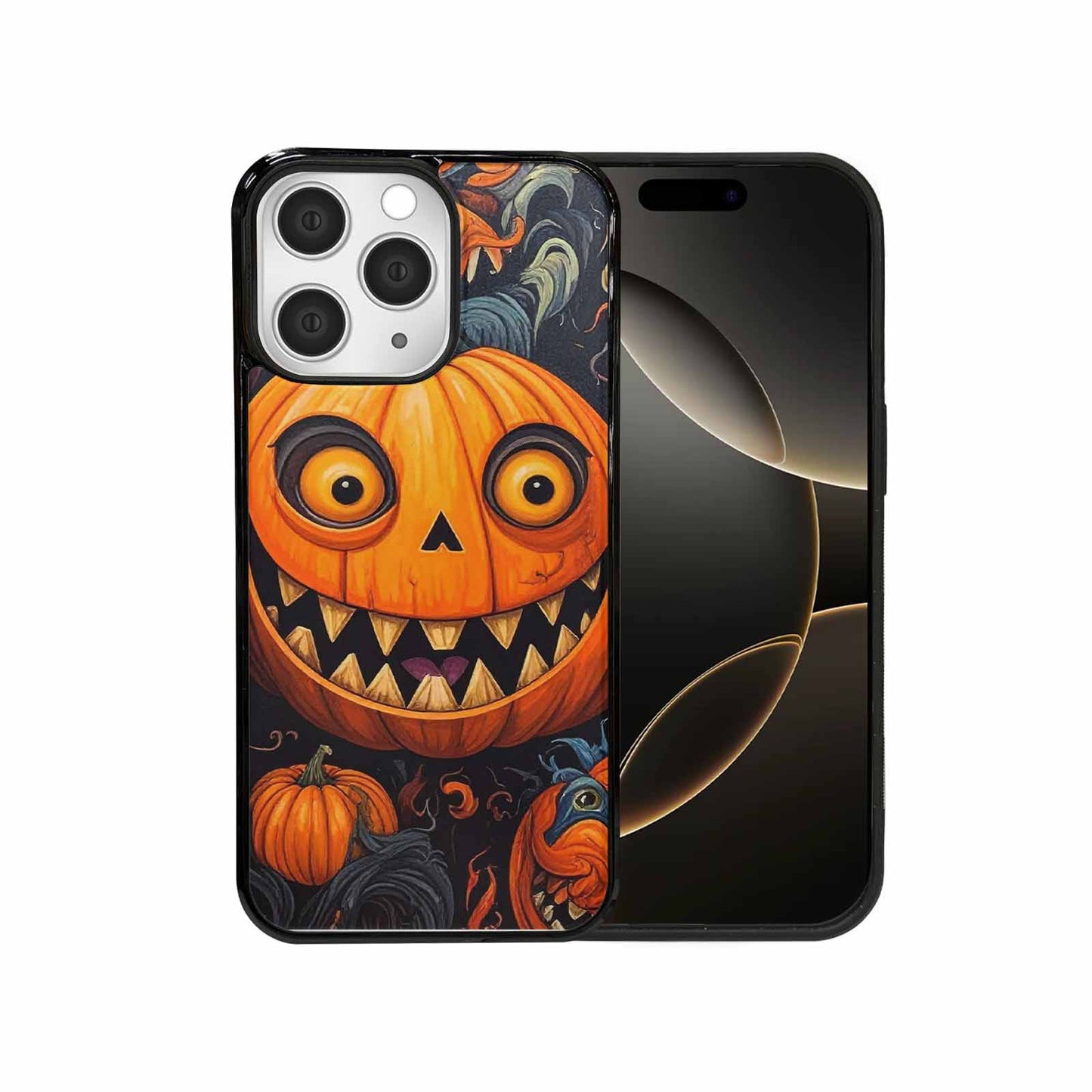 iPhone 15 Pro Max Case — Cartoon Pumpkin Monster, Custom Art Phone Cover