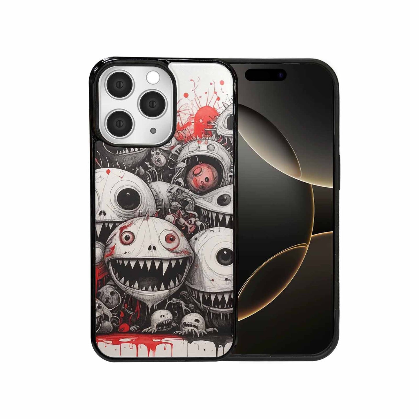 iPhone 15 Pro Max Case — Multi Eye Monster Black Red Ink, Personalized Phone Case