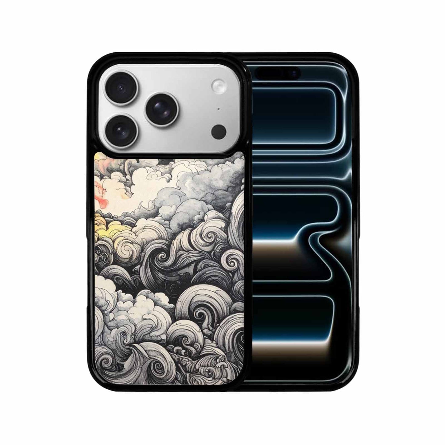 iPhone 17 Pro Case — Tie Dye Swirls Black White Tie, Custom Print Case Cover