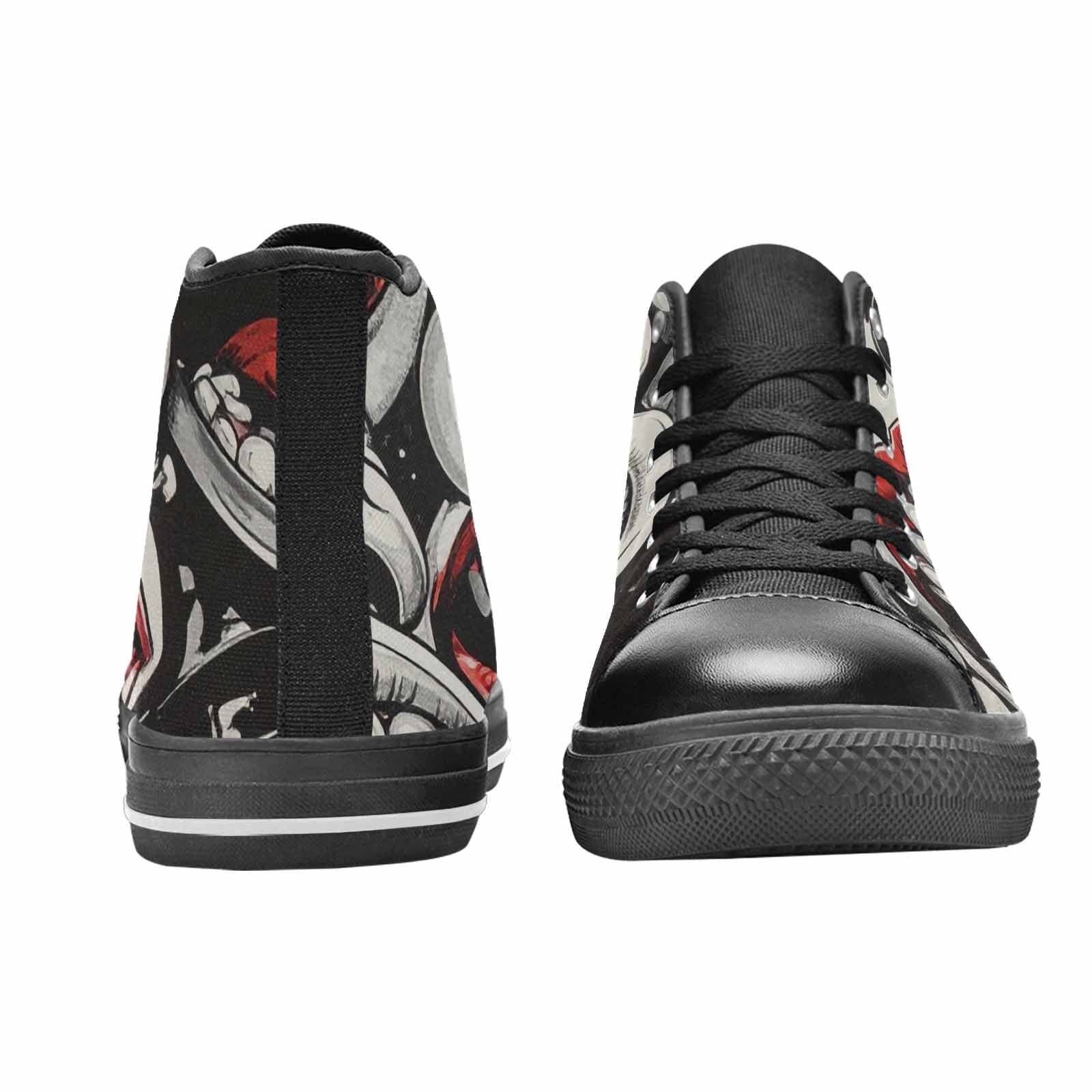 MEN'S Googly Cartoon Mouths High Top Canvas Wallpaper Art Shoes