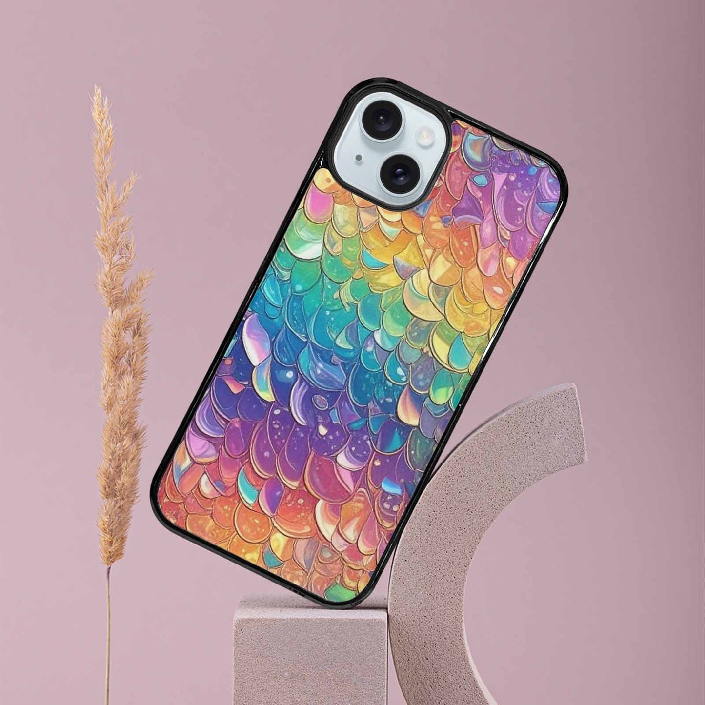 iPhone 15 Plus Case — Holographic Iridescent Shimmer Pattern Hundreds Of, Custom Printed Phone Case