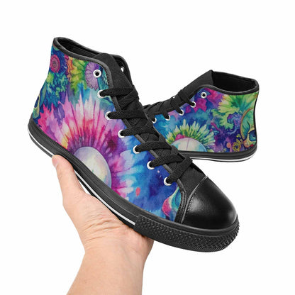 WOMEN'S Tie Dye Skulls Print High Top Canvas Y2K Custom Sneakers