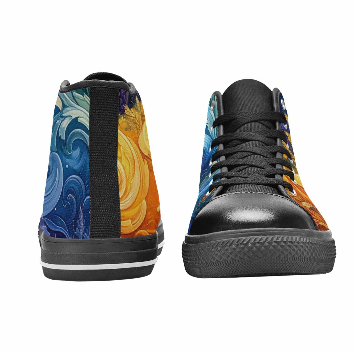 MEN'S Van Gogh-Style Swirl High Top Canvas Surreal Sneakers