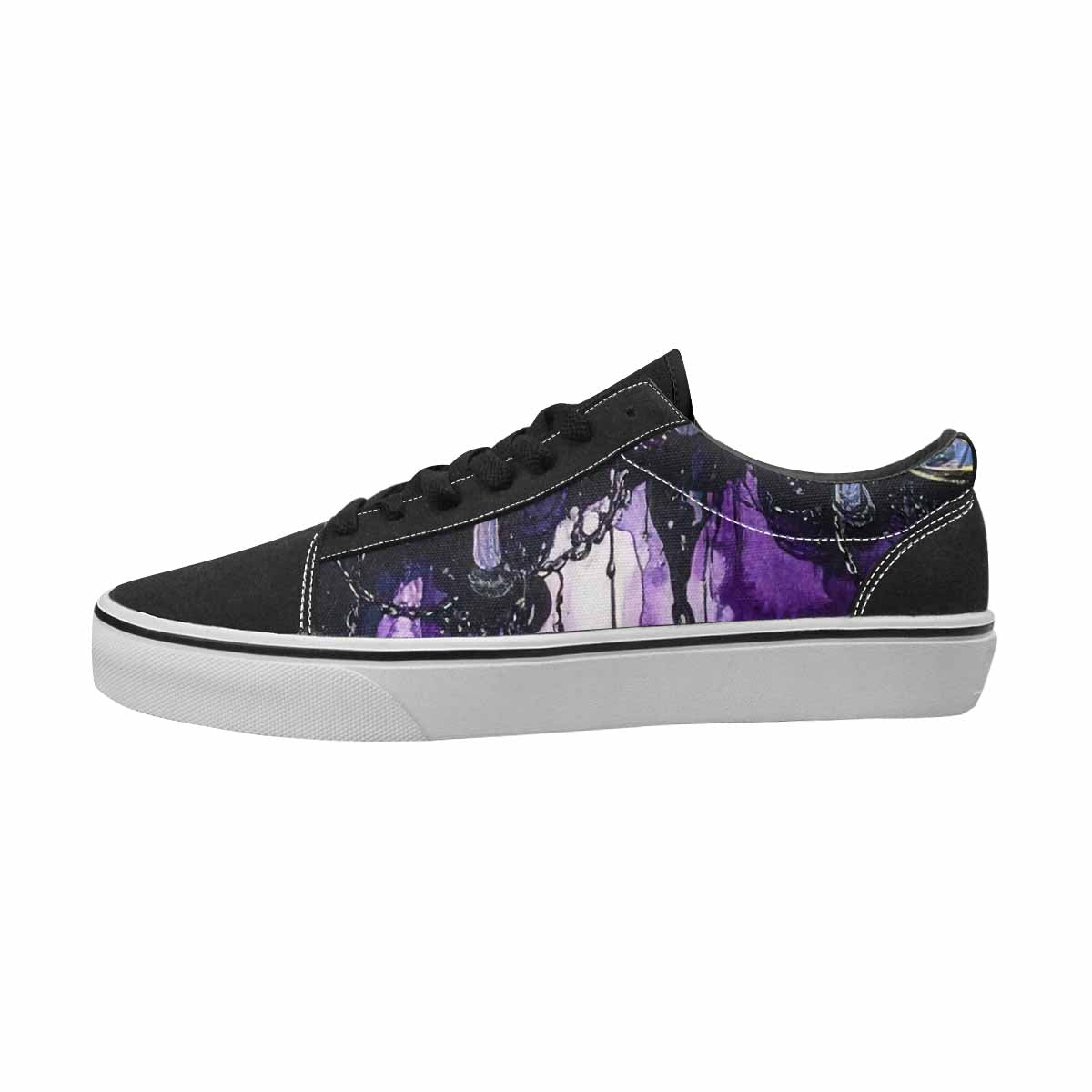 MEN'S Mushrooms Black & Purple Ink Canvas Streetwear Wallpaper Art Custom Printed Shoes