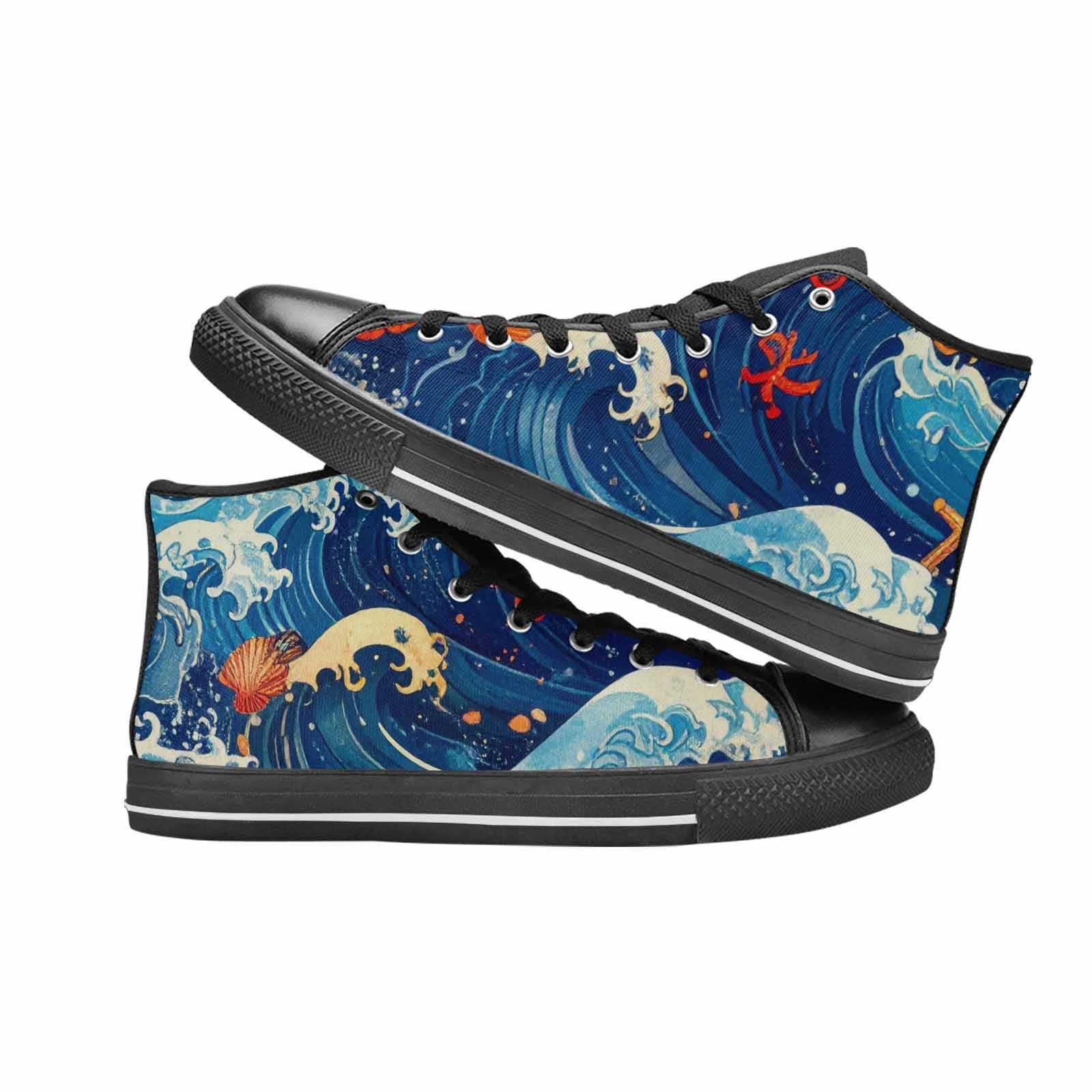 WOMEN'S Ocean Wave High Top Canvas Y2K Sneakers