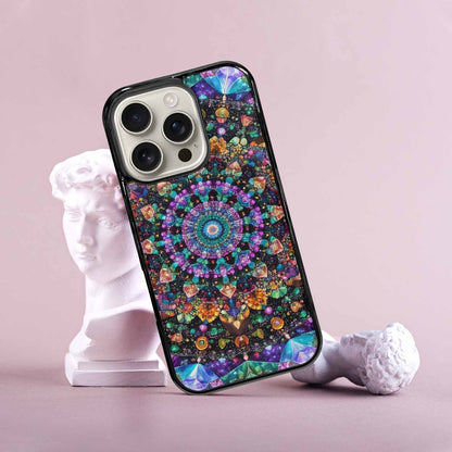 iPhone 16 Pro Case — Crystal Mandala Art Seamless Pattern Vibrant, Custom Printed Phone Case