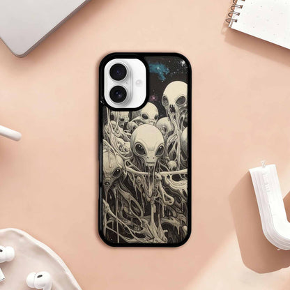 iPhone 17 Case — Melting Aliens Pattern Alien Scifi, Custom Print Case Cover