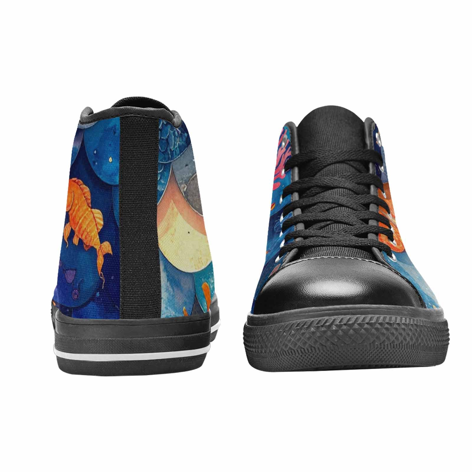 WOMEN'S Fish Scale Coral High Top Canvas Grunge Sneakers