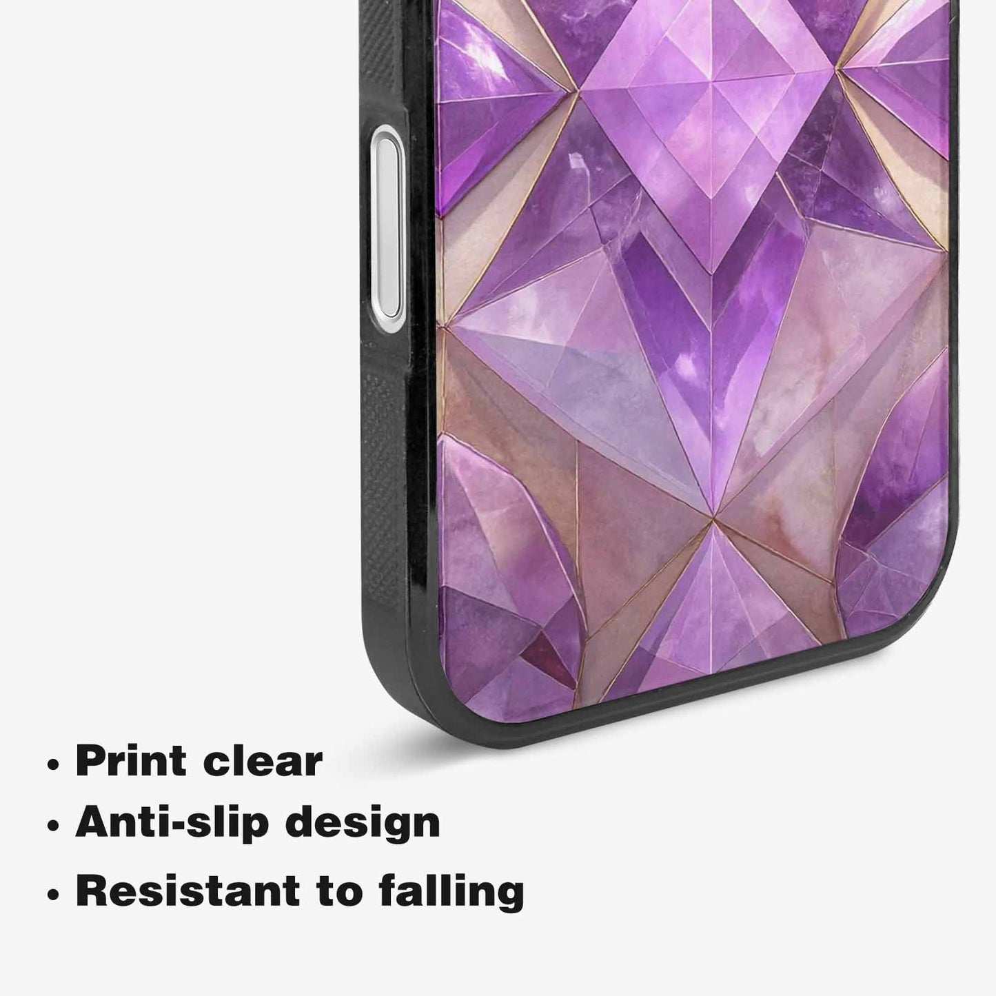 iPhone 16 Case — Amethyst Crystal Art Pattern, Custom Made Phone Cover