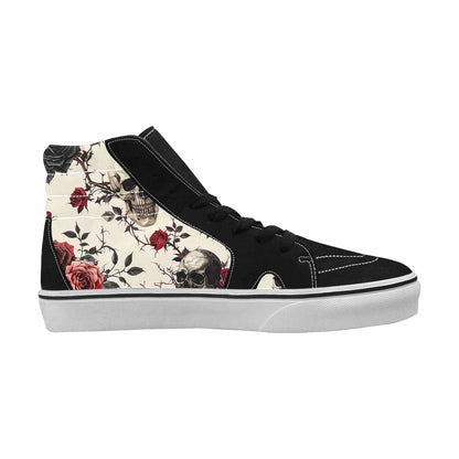 WOMEN'S Skulls - Roses High Top Canvas Wallpaper Art Shoes