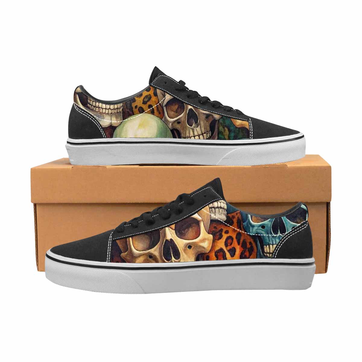 WOMEN'S Skulls Lace-Up Canvas Kaleidoscope Sneakers