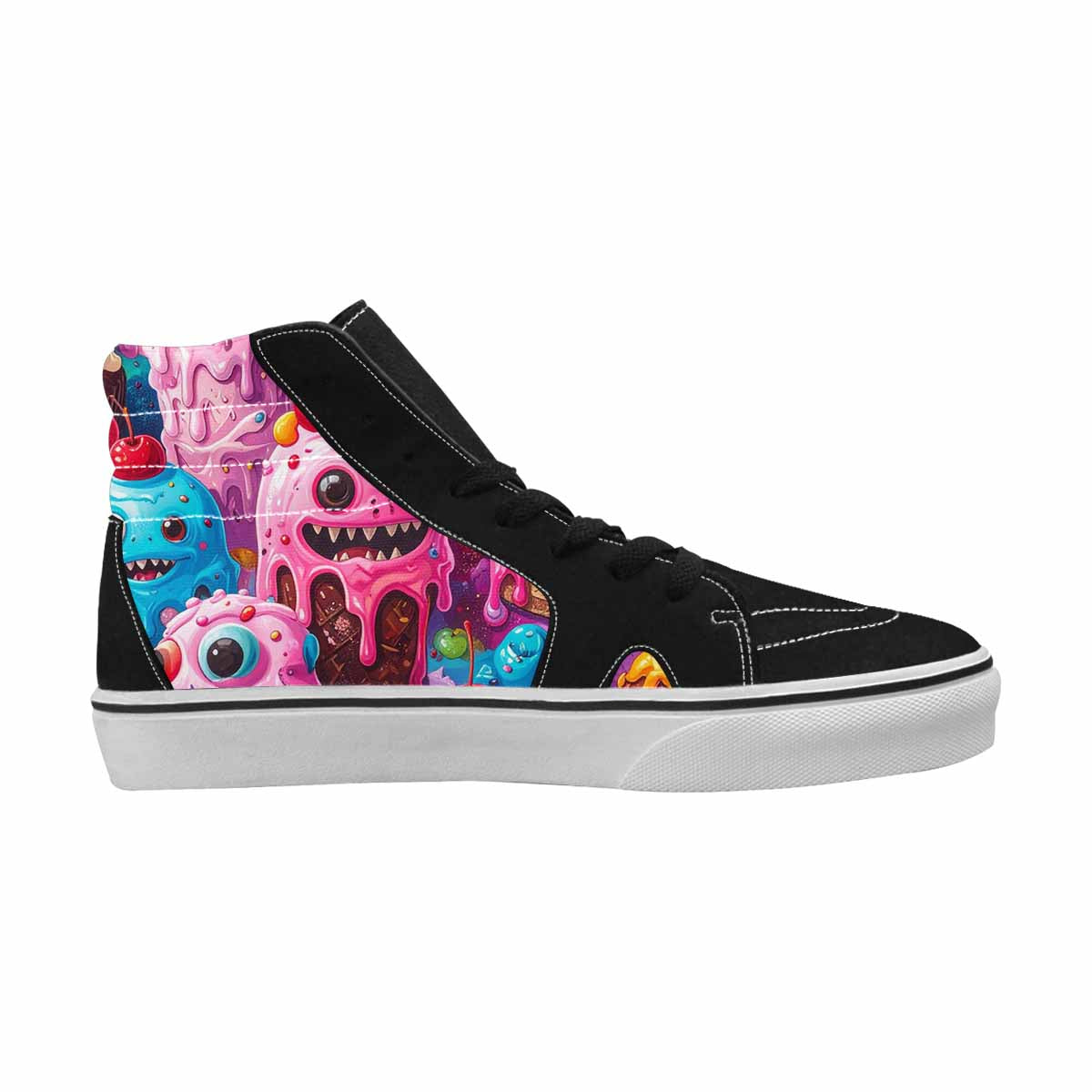 WOMEN'S Melting Icecream Monster Cherry High Top Canvas Dark Academia Custom Shoes
