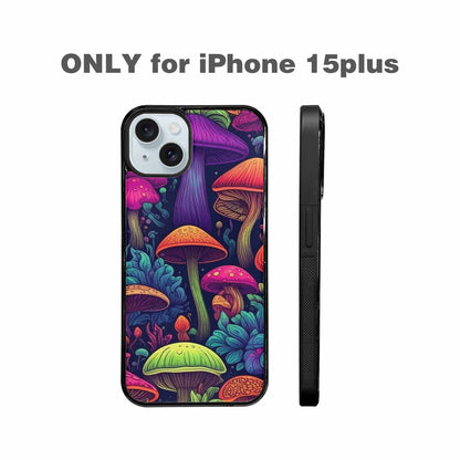 iPhone 15 Plus Case — Mushroom Psychedelic Art Seamless Pattern Vibrant, Original Design Phone Case
