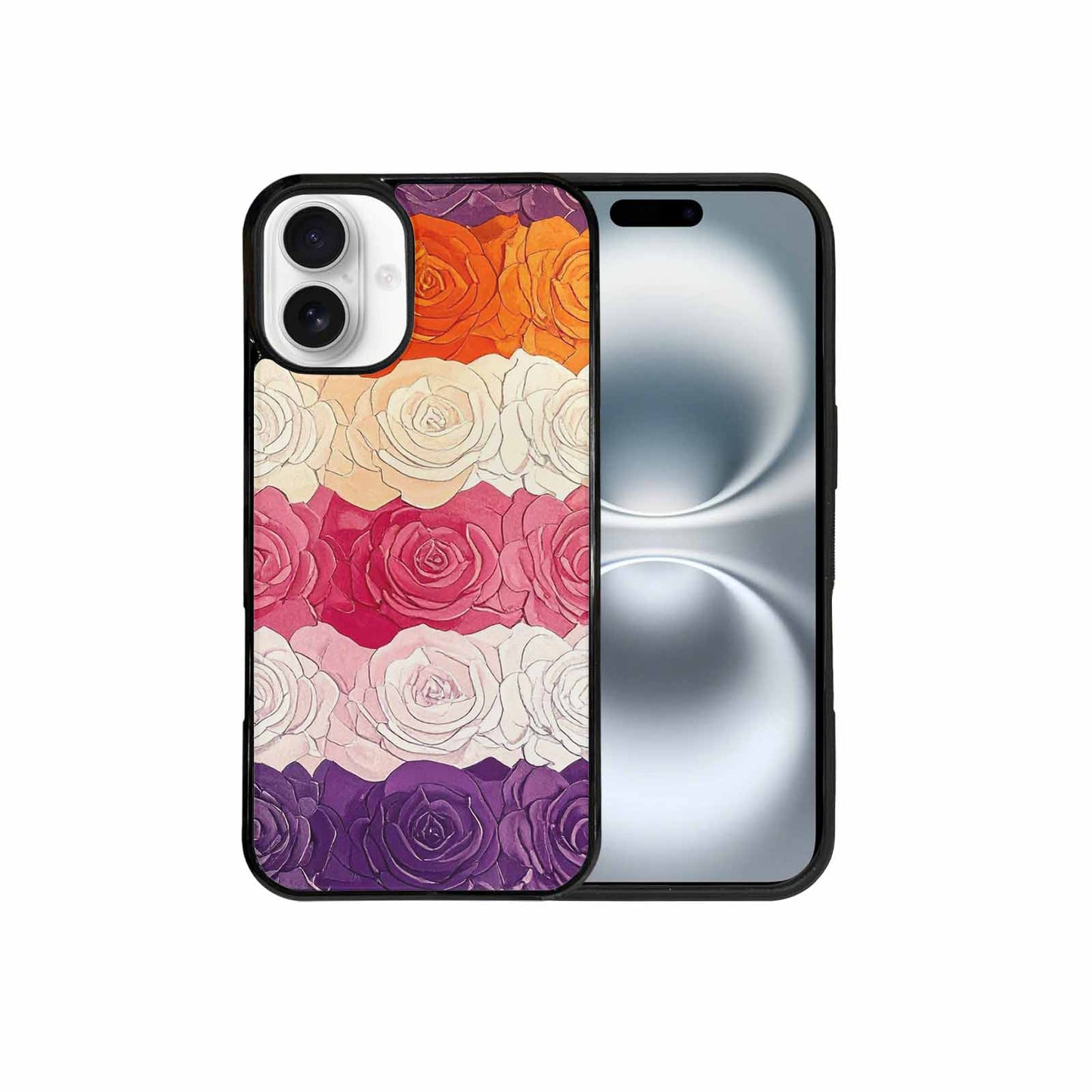 iPhone 16 Plus Case — Lesbian Flag Color Theme Small Rainbow, Custom Print Case Cover