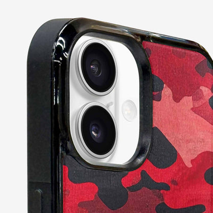 iPhone 16 Case — Tactical Camo Red Black Custom, Original Design Phone Case