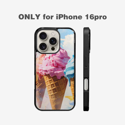 iPhone 16 Pro Case — Collage Of Overlapping Waffle Cone Icecream, Custom Designed Case Cover