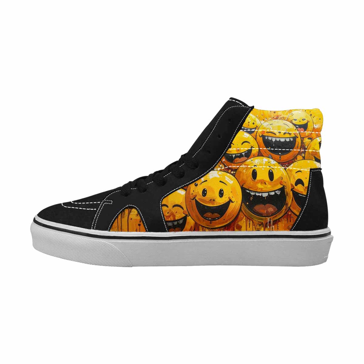 MEN'S Melting Moon Smiley  High Top Canvas Melting Art Sneakers
