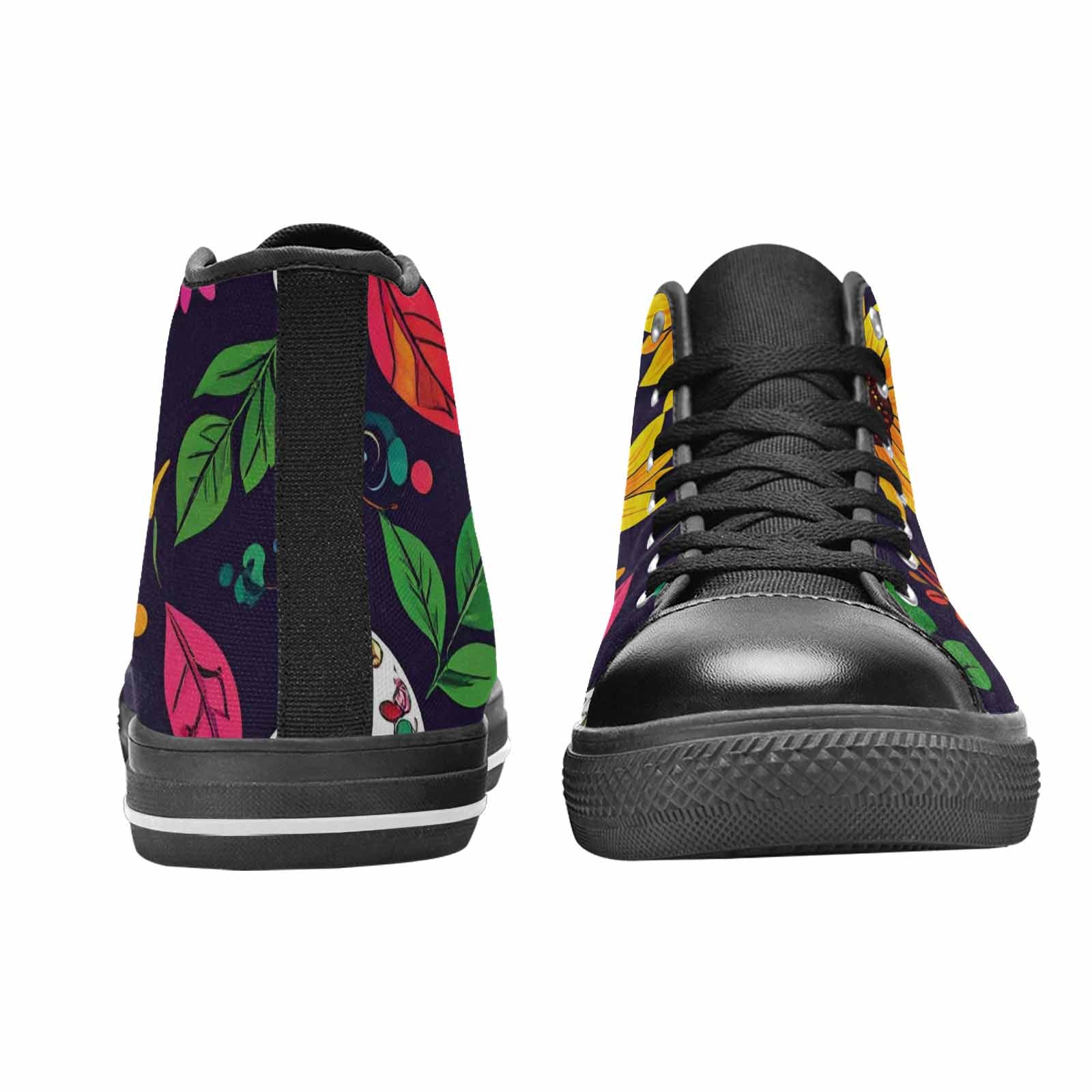 MEN'S Sunflowers And Skulls High Top Canvas Neon Fantasy Shoes