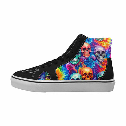 WOMEN'S Tie Dye Skulls Print High Top Canvas Surreal Sneakers