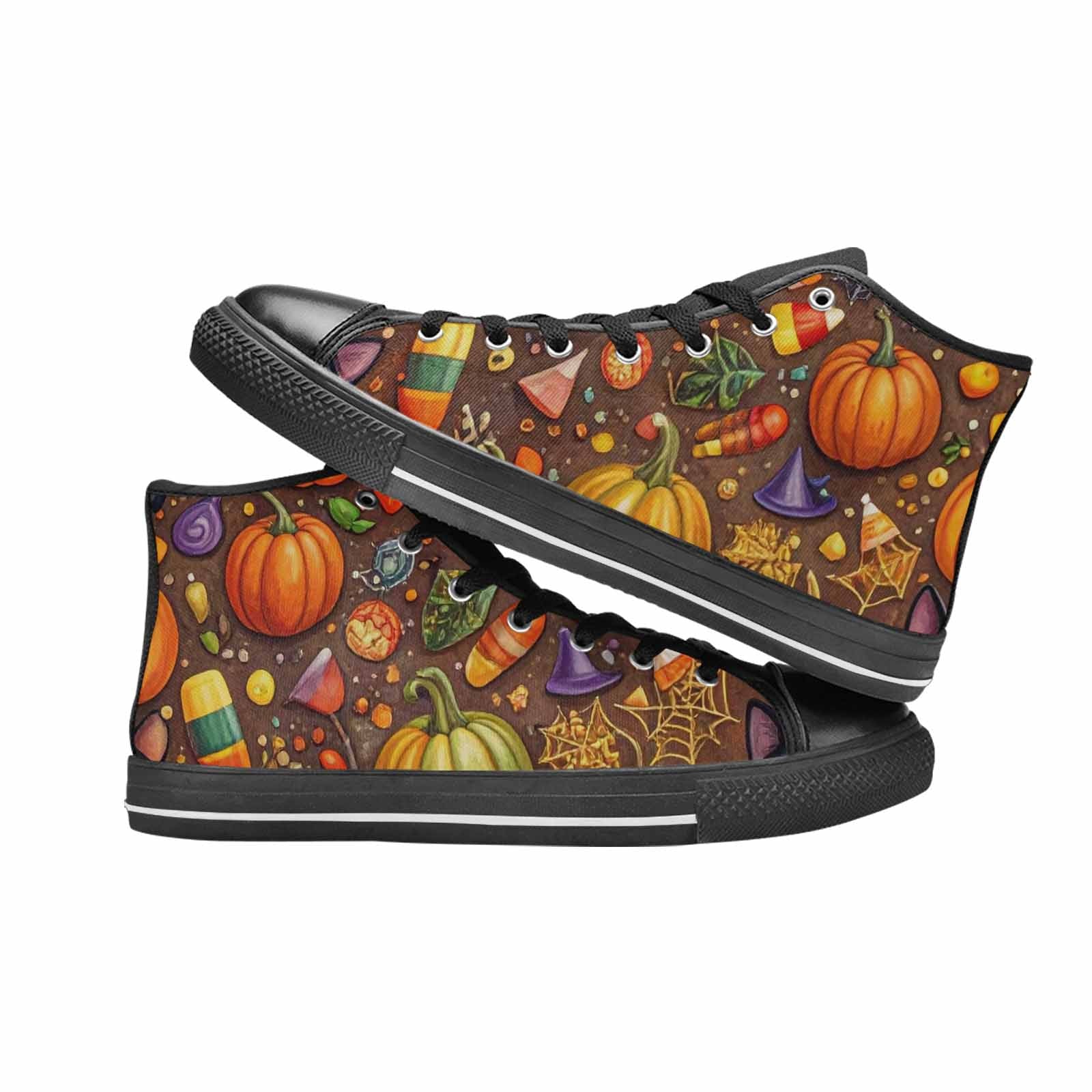 WOMEN'S Halloween High Top Canvas Wallpaper Art Custom Shoes