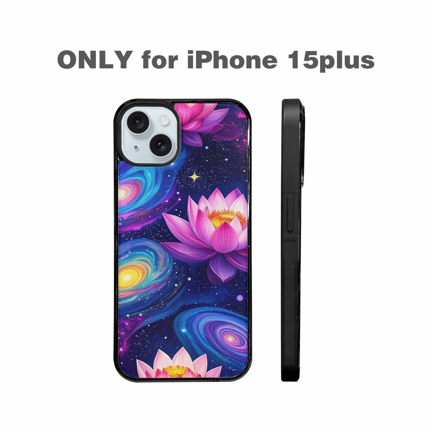 iPhone 15 Plus Case — Lotus Galaxy Art Seamless Pattern Vibrant, Custom Printed Phone Case