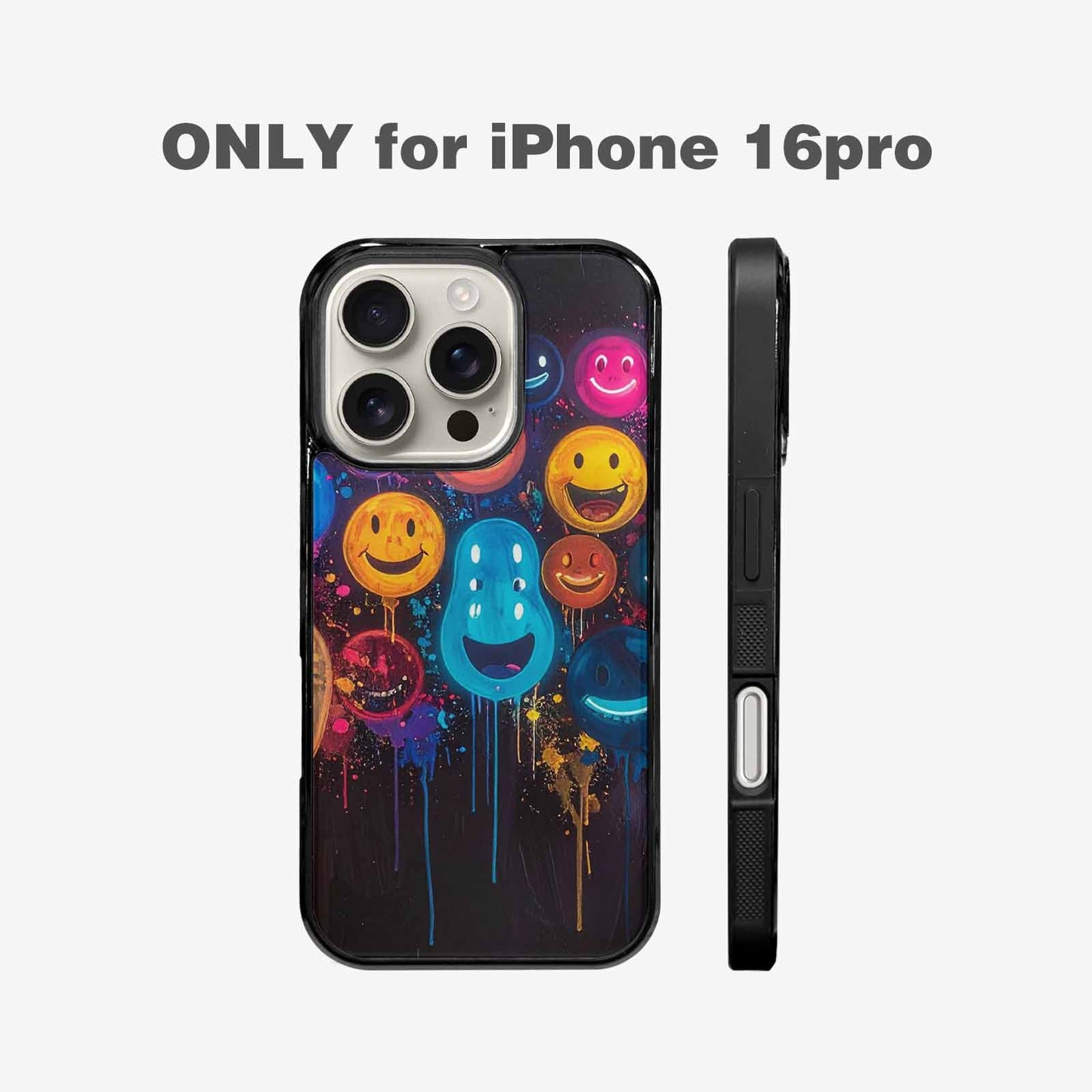 iPhone 16 Pro Case — Smiley Faces Glow Smiley Faces Pattern, Customized Protective Case