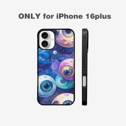 iPhone 16 Plus Case — Cartoon Eyeballs Galaxy, Customized Protective Case