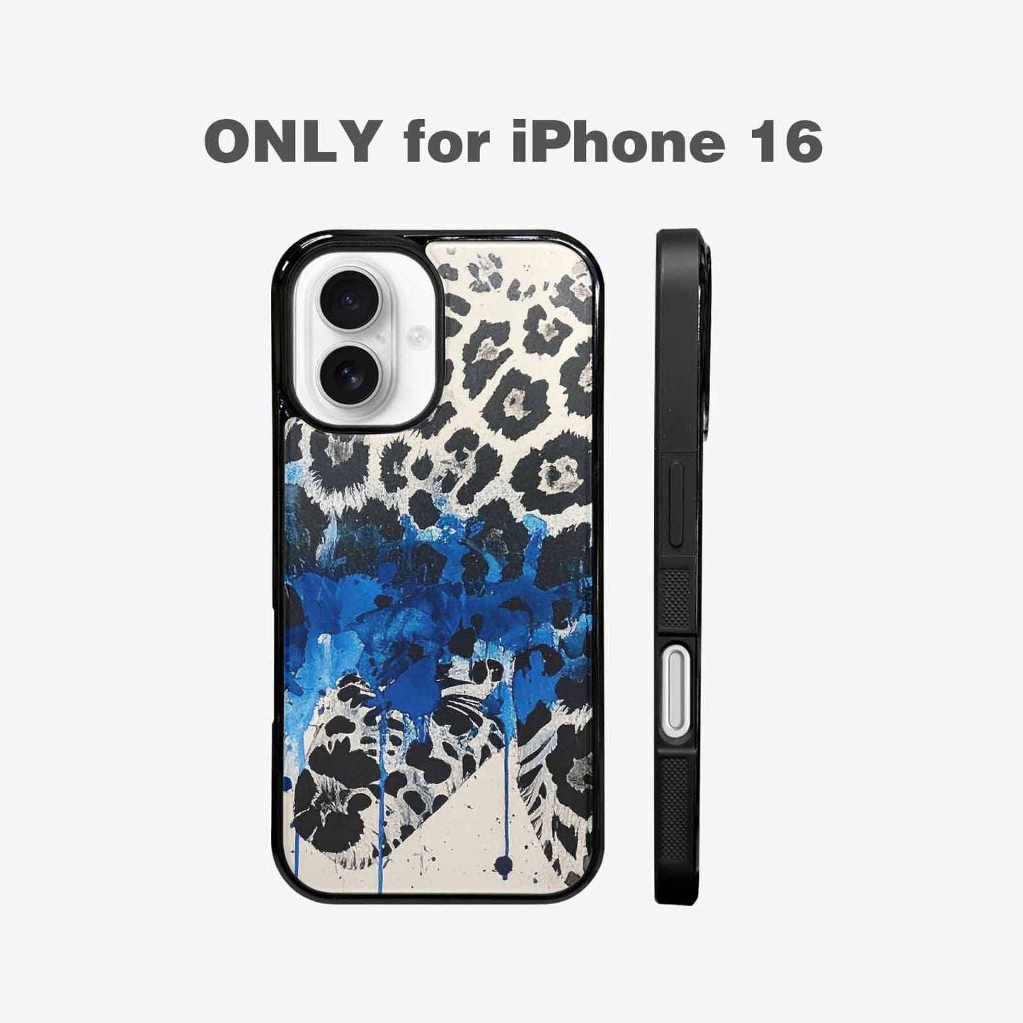 iPhone 16 Case — Animal Print Black Blue Ink Animal, Personalized Phone Case