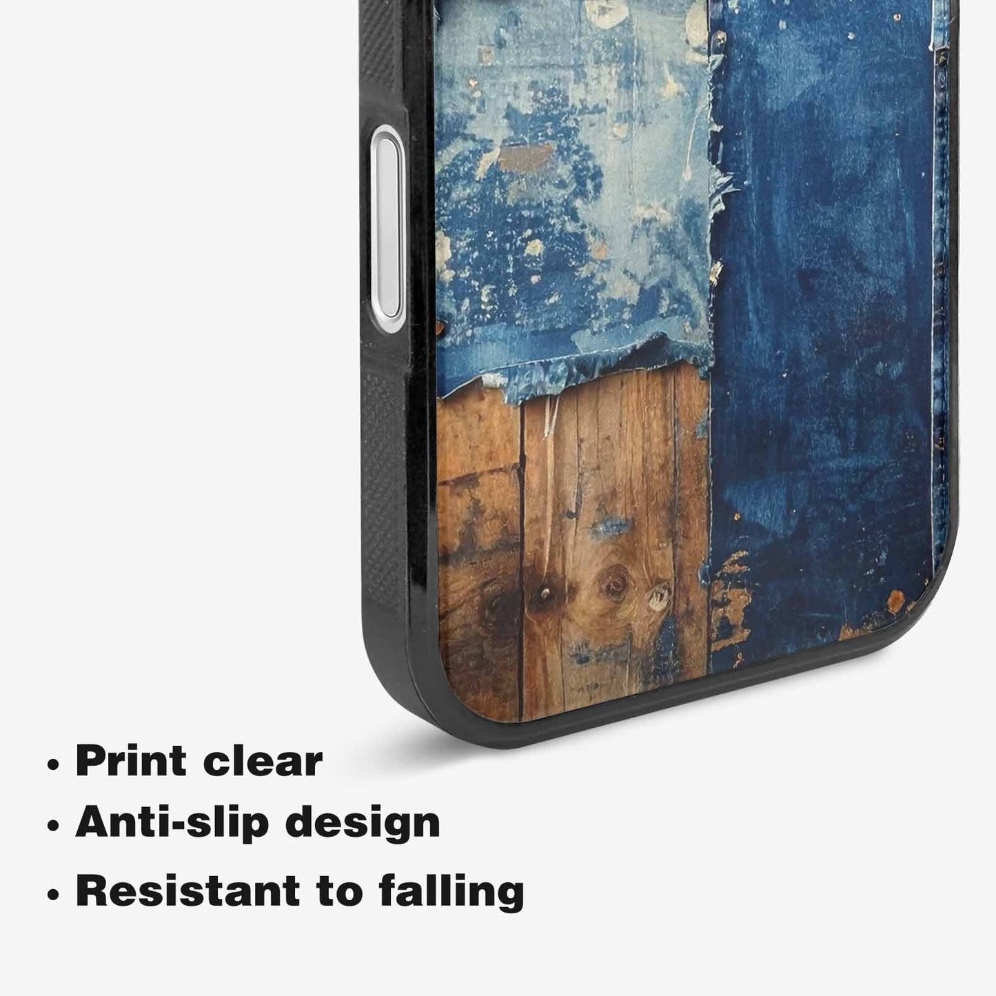iPhone 16 Plus Case — Denim Distressed Textures Print Edge To, Customized Protective Case