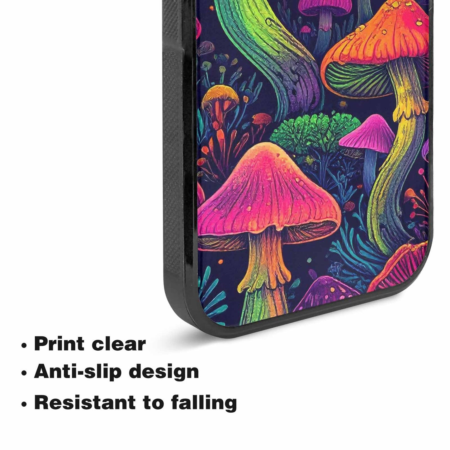 iPhone 15 Case — Mushroom Psychedelic Art Seamless Pattern Vibrant, Custom Print Case Cover