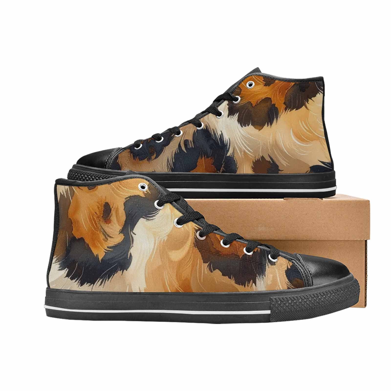 MEN'S Leopard Soft Airbrush Gradient High Top Canvas Dark Academia Shoes