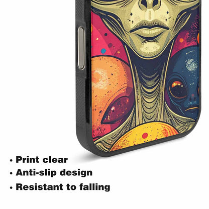 iPhone 16 Pro Max Case — Alien Ufo Cartoon Art Pattern Groovy, Custom Made Phone Cover