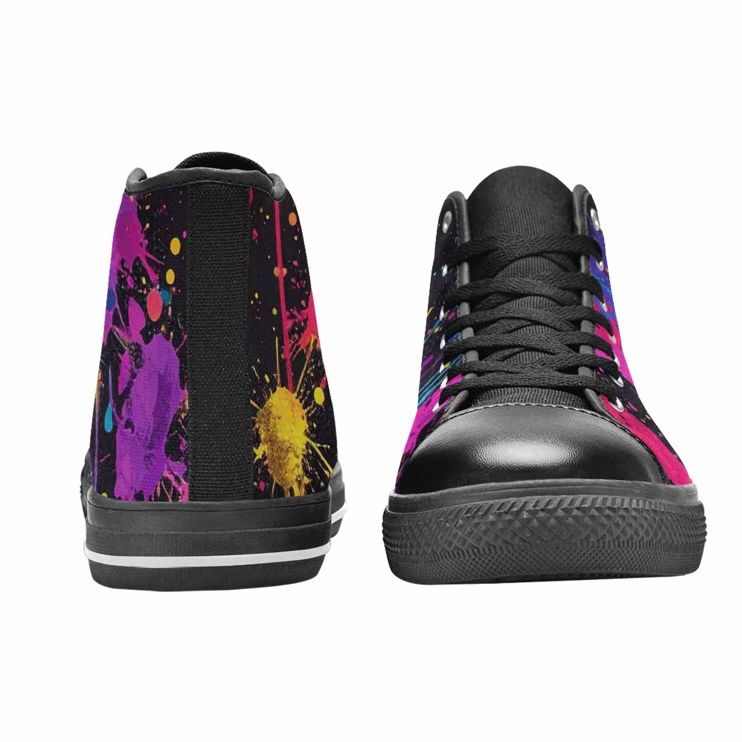 WOMEN'S Paint Splatter High Top Canvas Grunge Custom Shoes