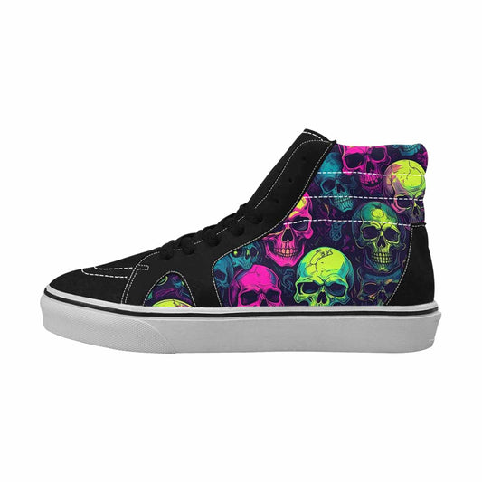 MEN'S Skulls - Neon High Top Canvas Vivid Custom Shoes
