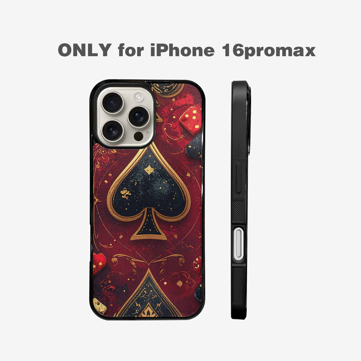 iPhone 16 Pro Max Case — Playing Card Suits Pattern Poker Chips, Unique Phone Case Design