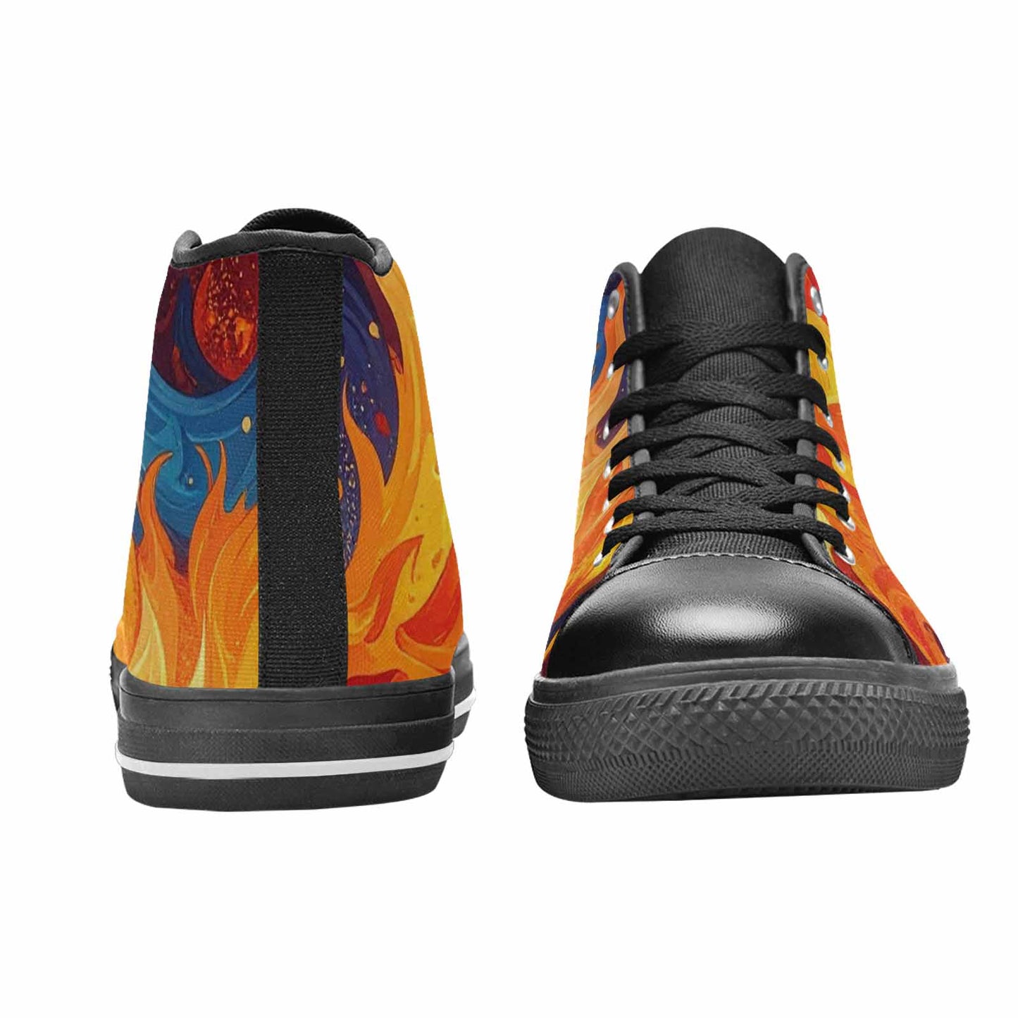WOMEN'S Fire Flame High Top Canvas Dark Academia Custom Sneakers