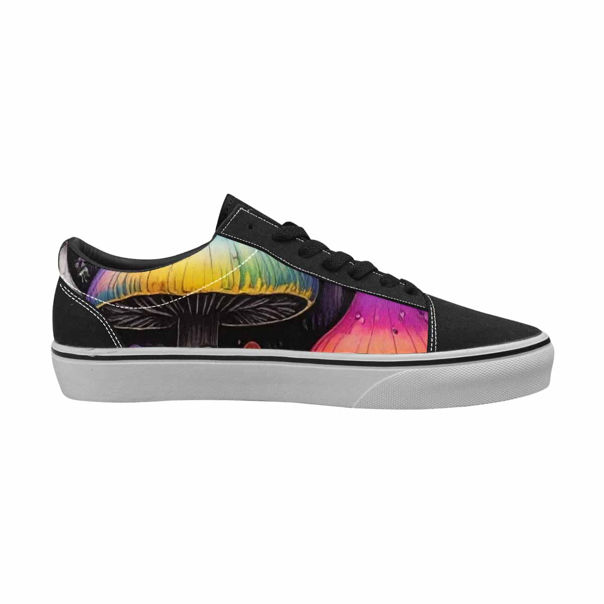 WOMEN'S Rainbow Drip Mushrooms Lace-Up Canvas Dreamlike Custom Shoes
