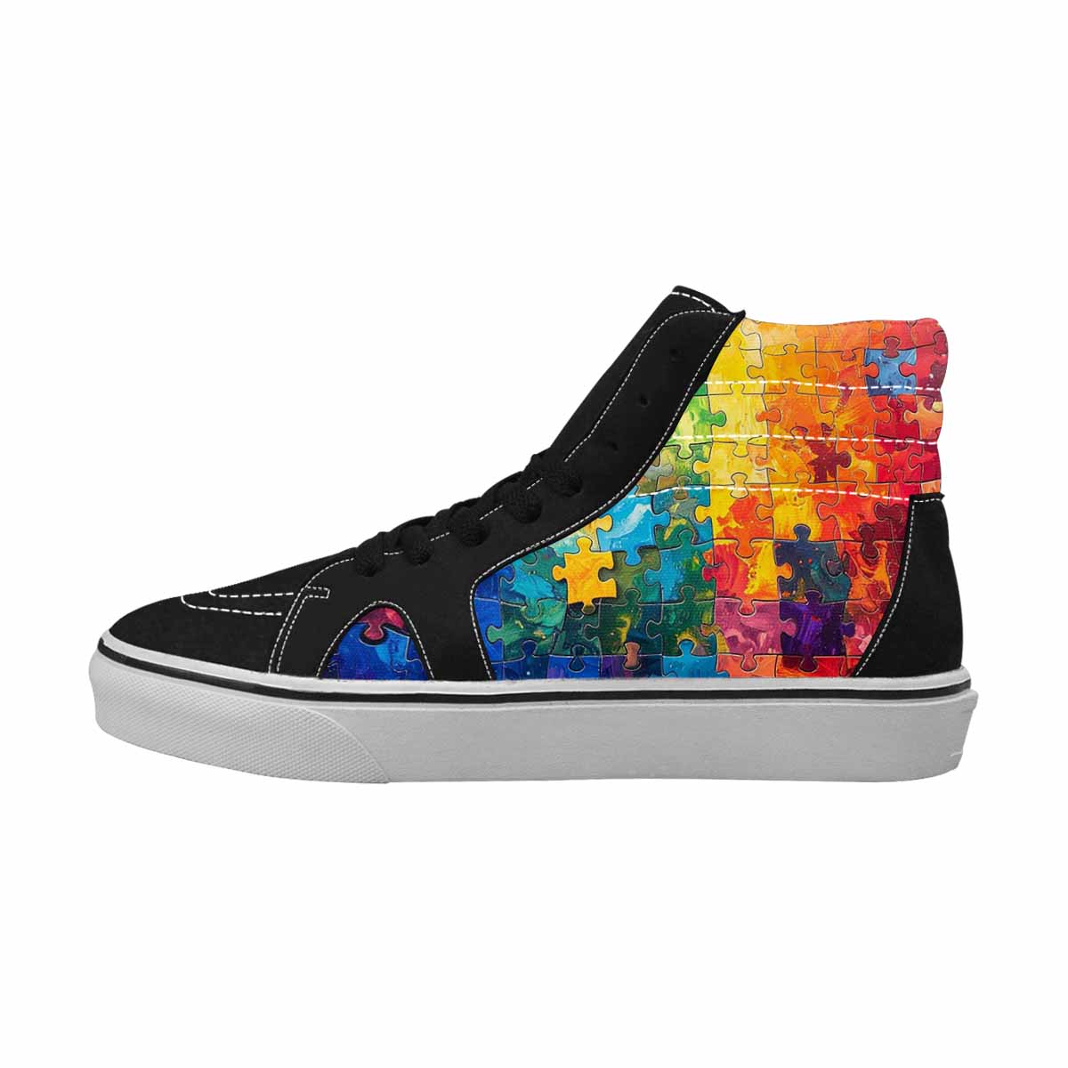 MEN'S Autism Puzzle Pieces High Top Canvas Neon Fantasy Shoes