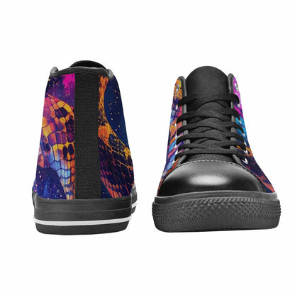 WOMEN'S Galaxy Snake Print High Top Canvas Surreal Sneakers