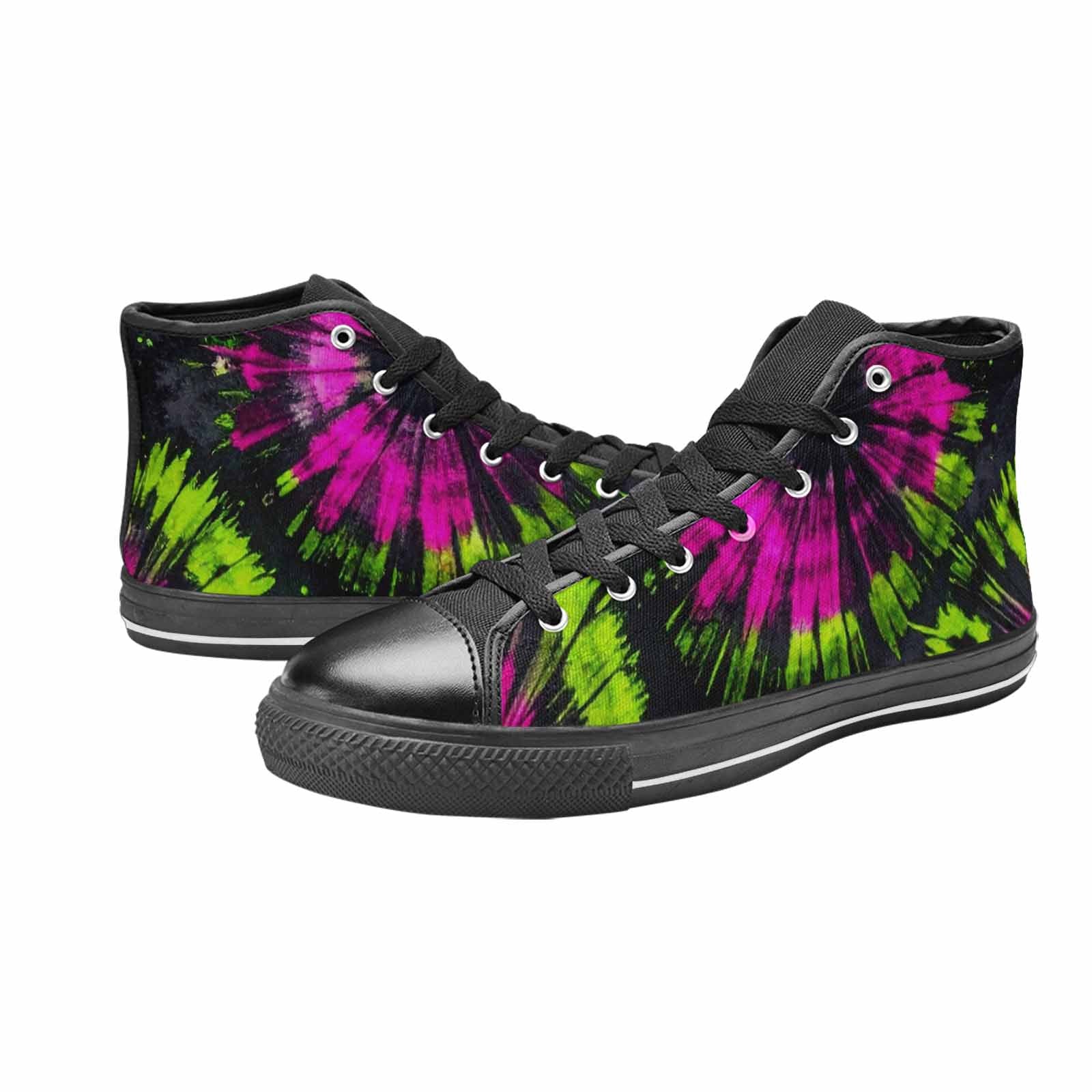 WOMEN'S Acid Wash Tie Dye Neon High Top Canvas Vibrant Chaos Sneakers
