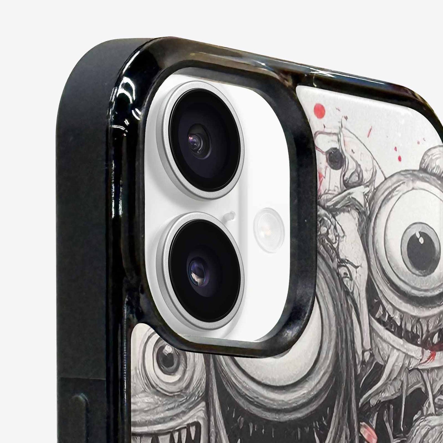 iPhone 16 Case — Multi Eye Monster Black Red Ink, Custom Phone Case