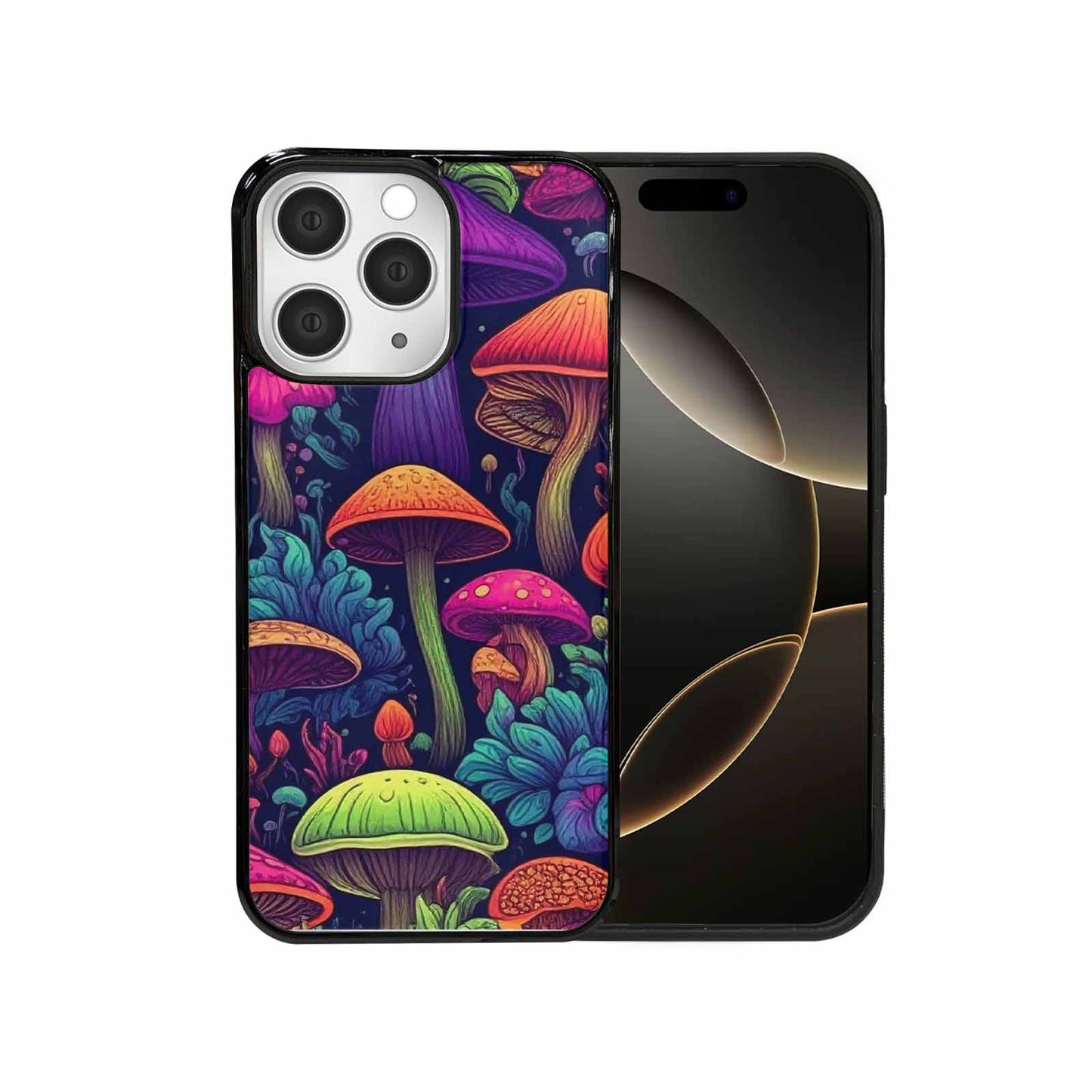iPhone 15 Pro Max Case — Mushroom Psychedelic Art Seamless Pattern Vibrant, Custom Printed Phone Case