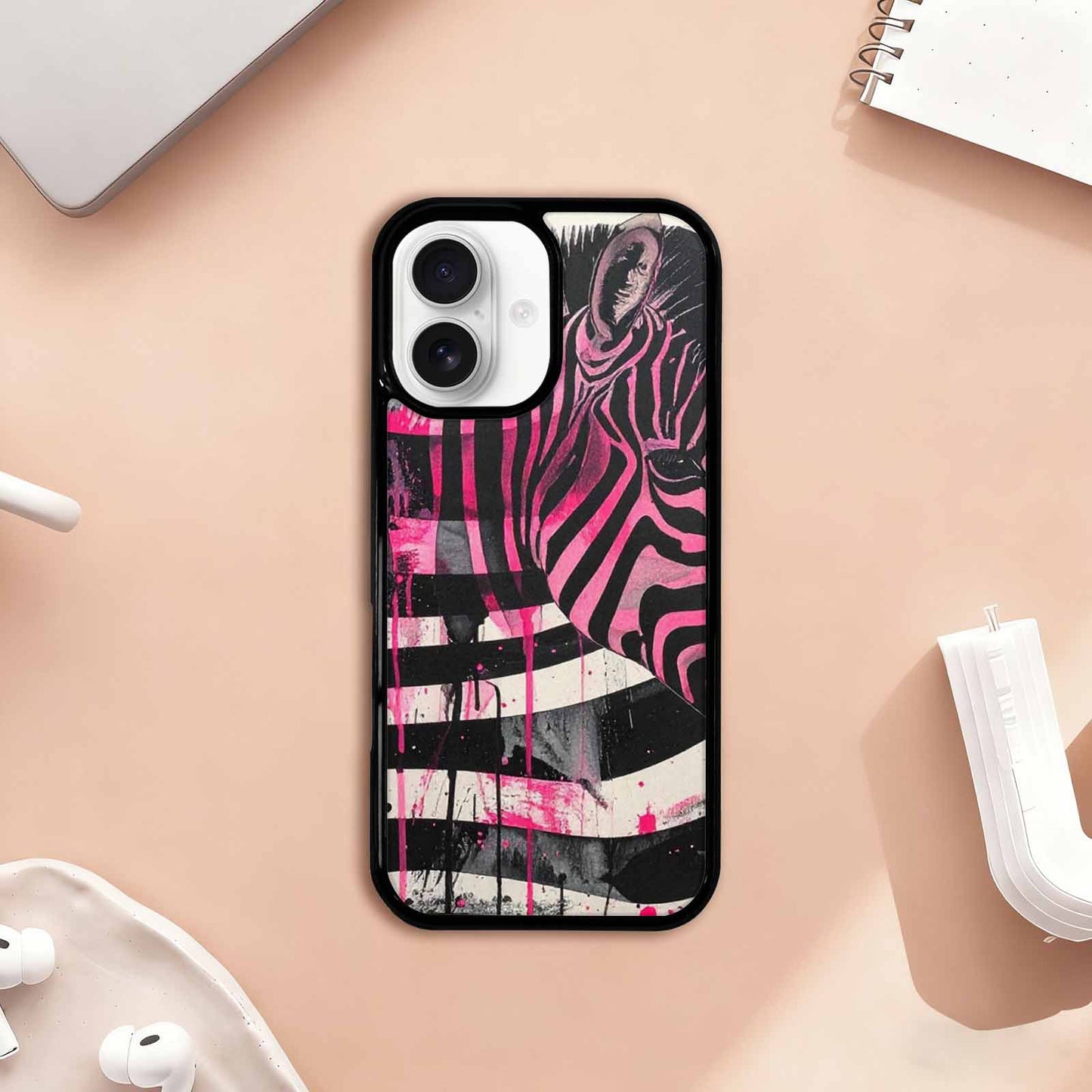iPhone 17 Case — Black &amp; Pink Ink Animal Print, Custom Print Case Cover